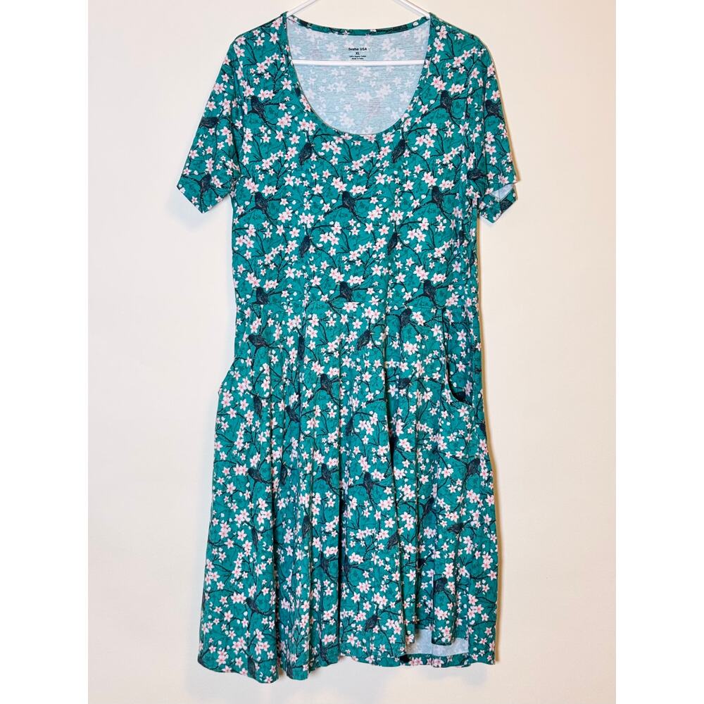 Svaha Twirl Dress  XL Organic Cotton Floral Sakura Starlings Print